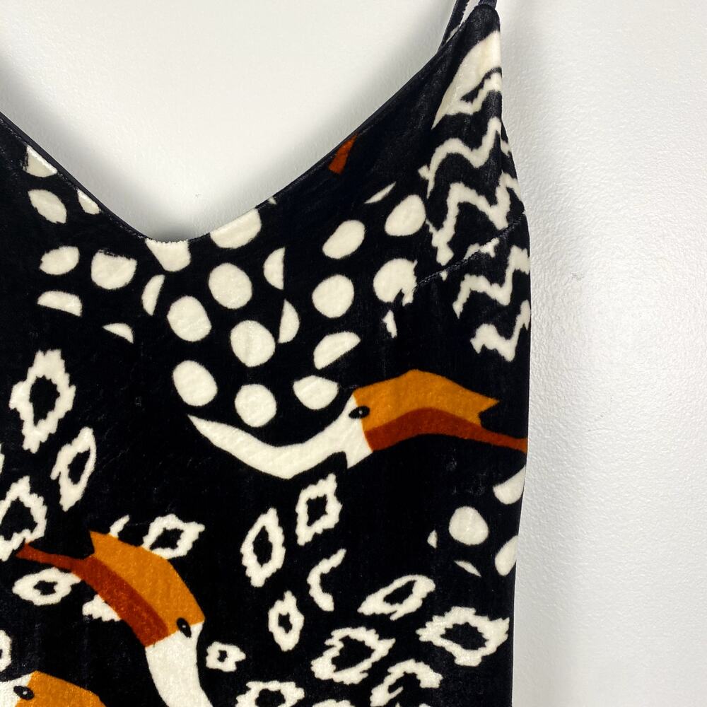 NWT Farm Rio Black Tucano Velvet Midi Dress in Black Multi XS - Picture 4 of 11